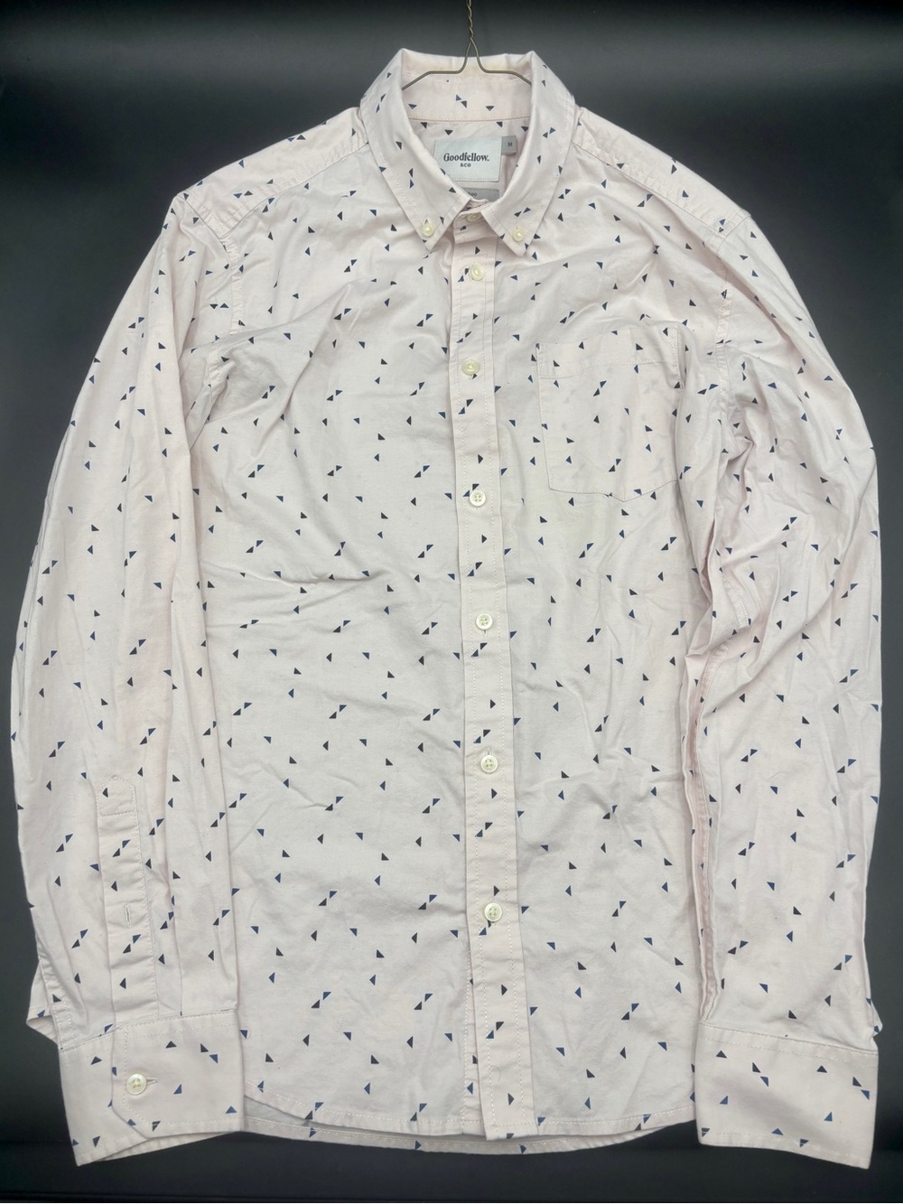Goodfellow & Co Men’s Slim Fit Pink Geometric Triangle Print Button Down Shirt M